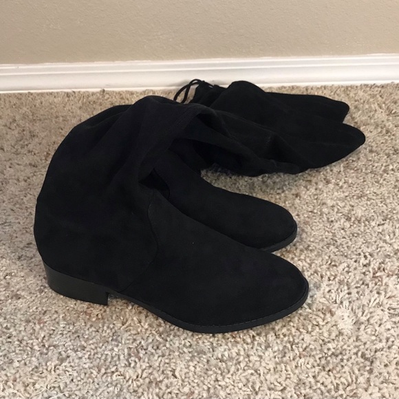 Never Worn Above Knee Black Suede Boots - Picture 3 of 3